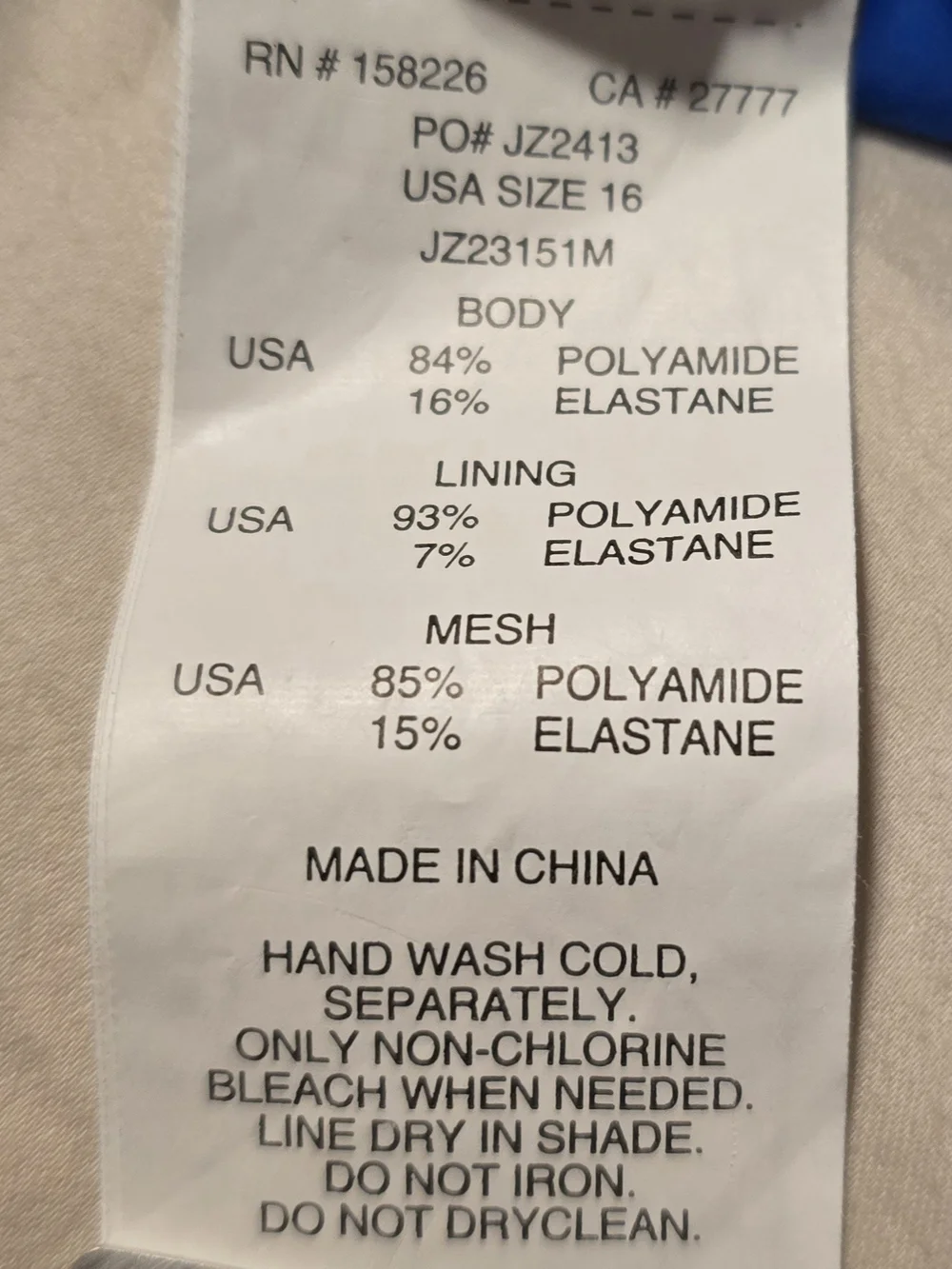 Jantzen Jolie One Piece Swimsuit Blue Size 16 Underwire Tummy Control